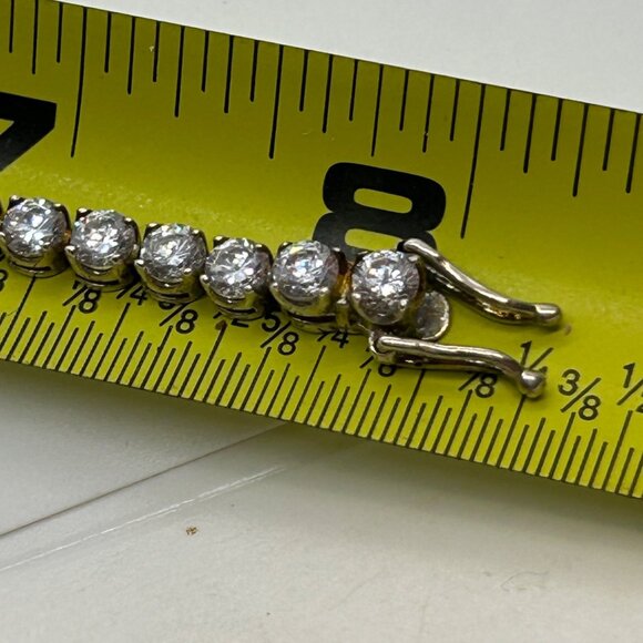 Sterling Silver Tennis Bracelet Diamonique Cubic Zirconia  7.75 Inches - Picture 13 of 13